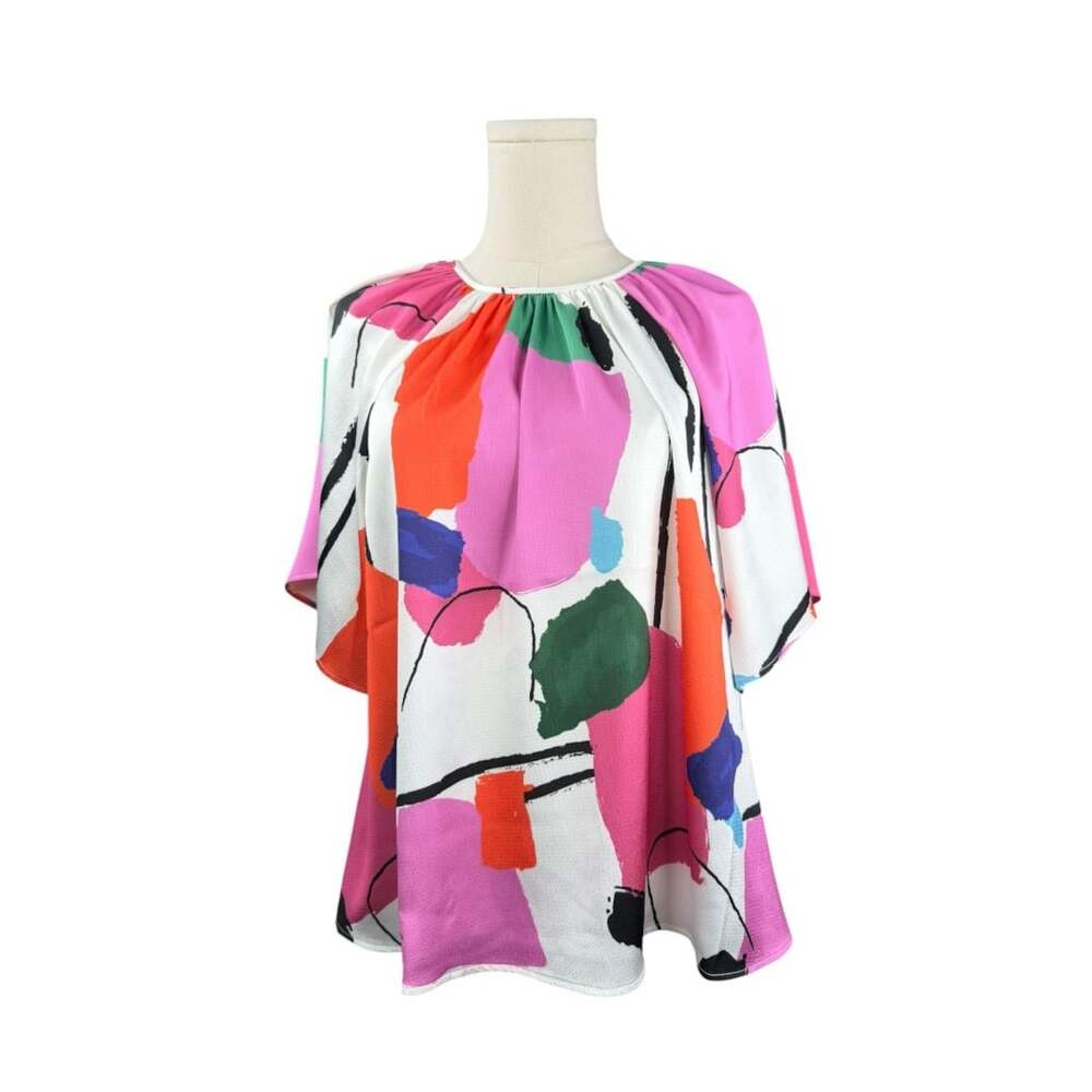 Crosby by Mollie Burch Brynn Abstract Multi-Color Printed Blouse Sz. M